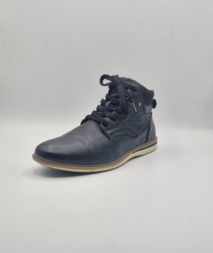 black leather boots.